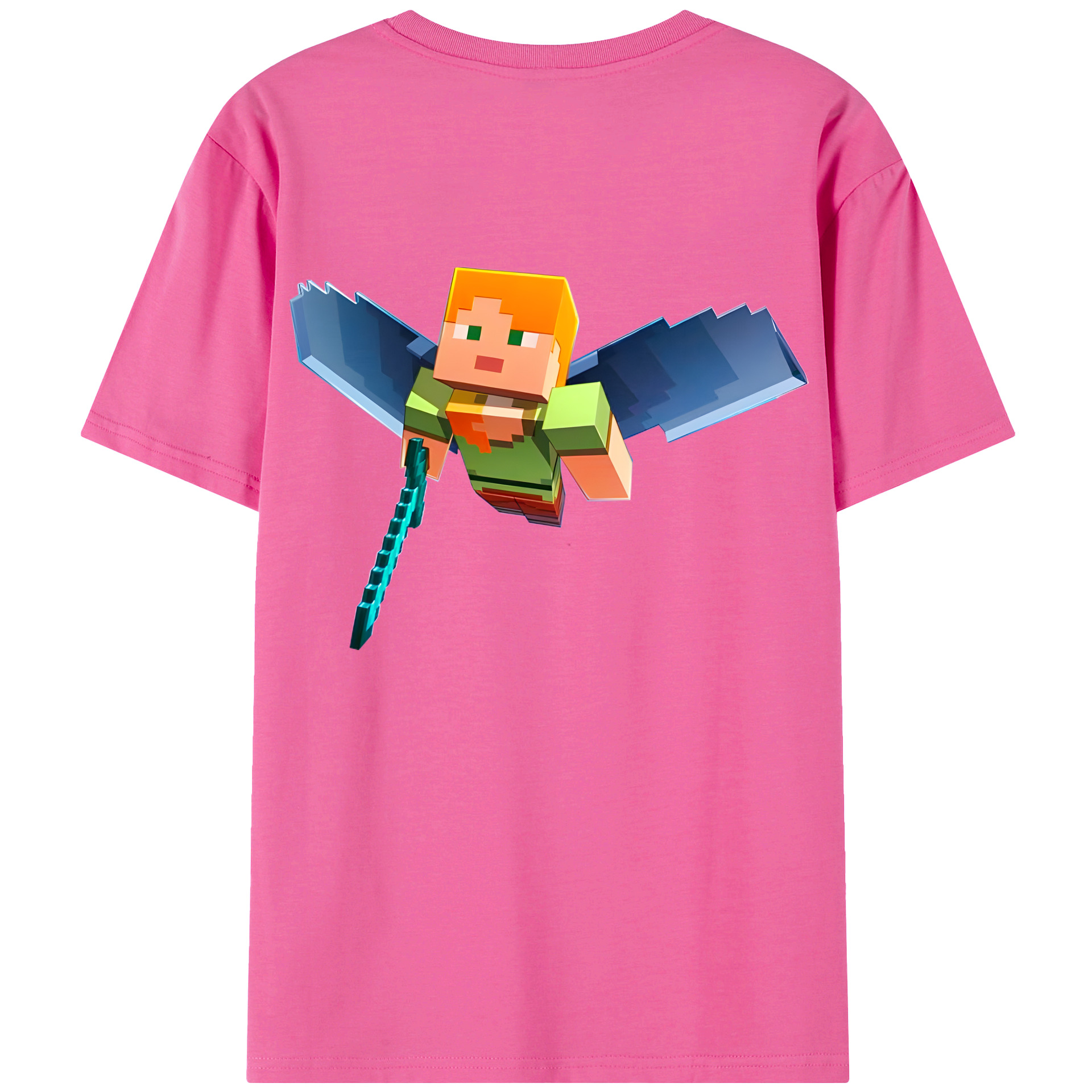（画像用） マインクラフト ブロックの世界 Minecraft MC Block world レディース半袖Tシャツ(バックプリント)